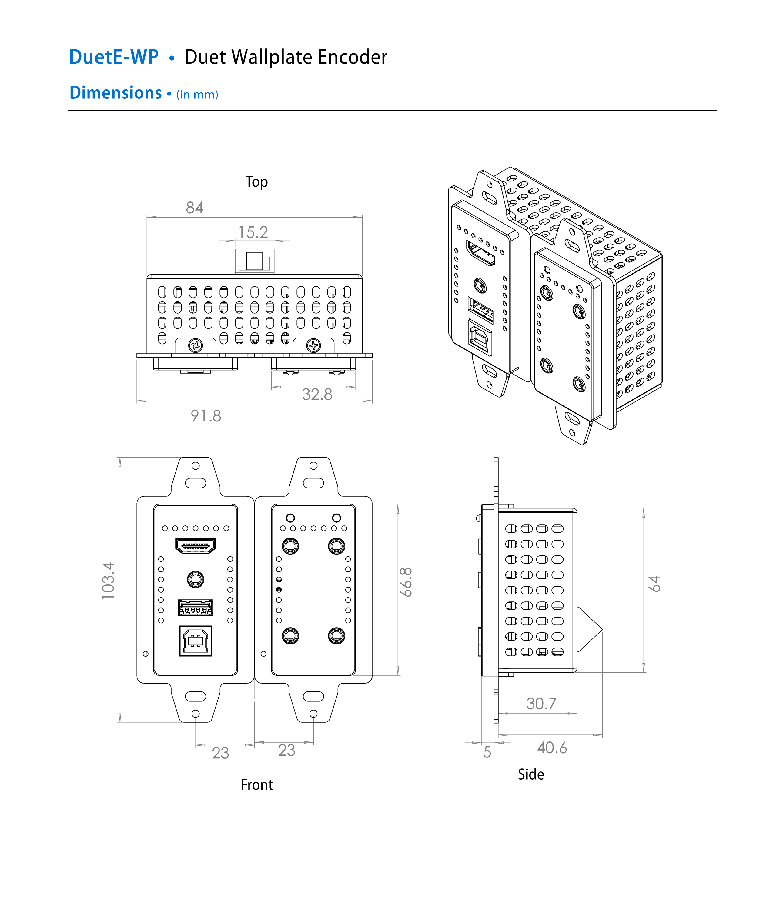DuetE-WP Dimensions